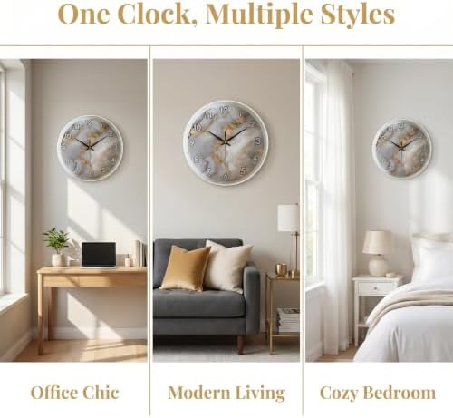 Luxury Gold Foil Marble Texture wall Clock Silent Non Ticking Battery Operated - Image 4