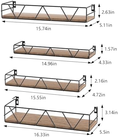 Floating Shelves Set of 4, Wood Wall Shelf, Farmhouse Shelf - Image 3