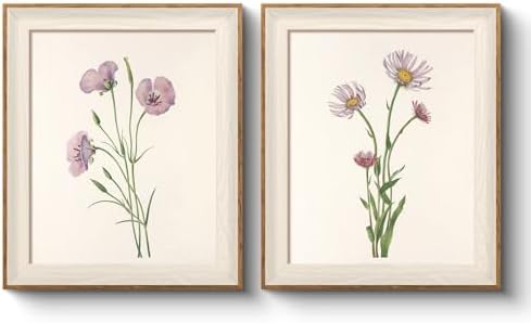 VIYYIEA Framed Vintage Sketch Wildflower Botanical Wall Art Set, 12×10 Inch by VIYYIEAART