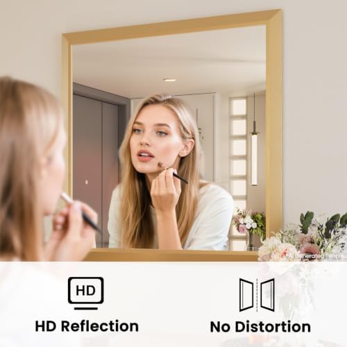 Amorho Bathroom Mirror for Wall, 40 X32 Inch Metal Framed - Image 2