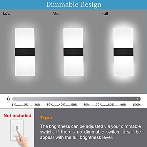 Lightess Modern Wall Sconce Black 12W Dimmable - Image 2