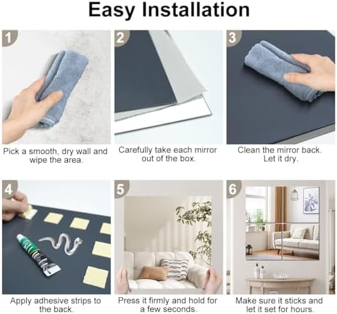 Vlush Sticky Mirror Tiles Fitness Full Length Mirror 10.2＂x10.2＂8 Pieces - Image 4