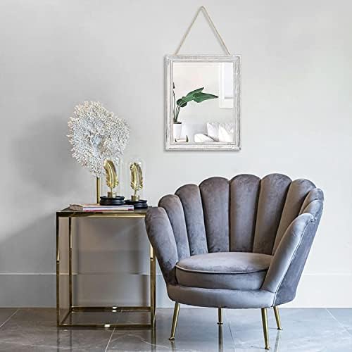 Wall Mirror with Rustic Wood Frame Rectangle Hanging Mirrors - Image 5