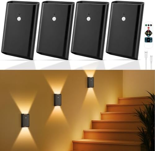 Eneru Motion Sensor Wall Sconce, Rechargeable Wireless Lights Indoor 4 Pack by Eneru