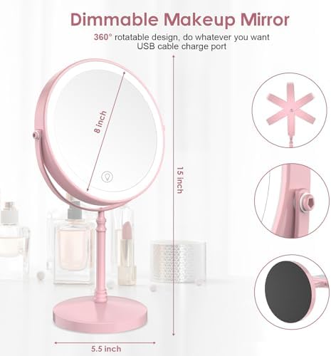 DEIOVWXS Makeup Mirror, Rechargeable Vanity Mirror - Image 5