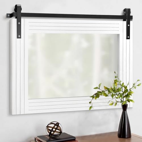 AAZZKANG Farmhouse Wall Mirror Large Rectangle Wood Framed Mirrors Decor by AAZZKANG