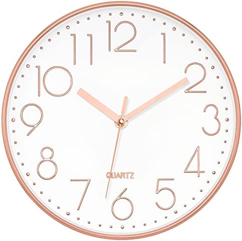 Foxtop 10" Modern Wall Clock Silent Battery Operated Rose Gold Clock by Foxtop