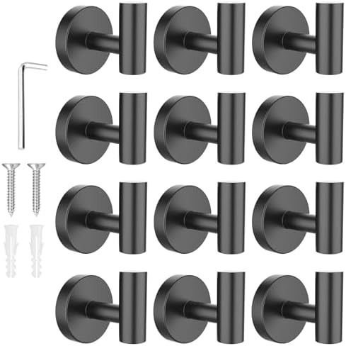 SetSail Towel Hooks for Bathrooms 12 Packs Screw-in Stainless Steel Bathroom by SetSail