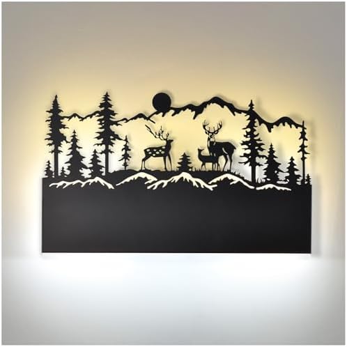 LED Wall Sconce Indoor, Deer Black Rustic Plug in Wall Sconces Farmhouse by Unknown