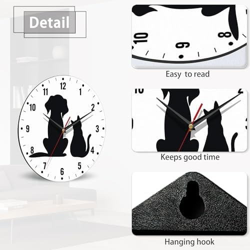 SPUNKER Clock for Bedroom, Animals Round Clock Silent Non-Ticking Wall Decor - Image 4