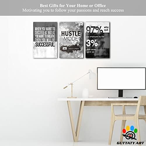 Office Wall Art-3 Panel Motivational Art, Inspirational Quotes Canvas - Image 3