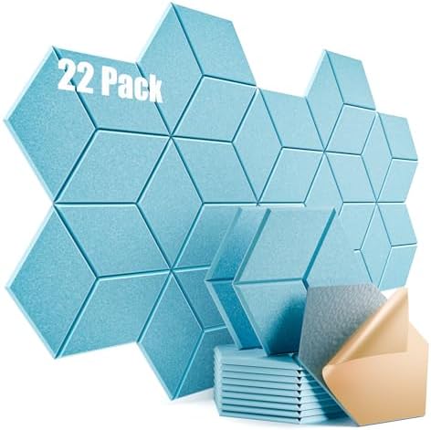 22 Pack Self-Adhesive Acoustic Panels 12" X 10" X 0.4" by Dailycooper