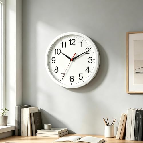 Rohioue Wall Clock Analog 10 Inch White Battery Operated Silent Clock - Image 5