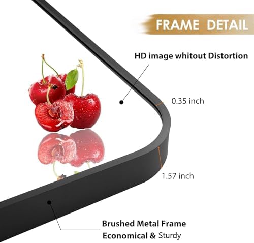 48x30 Inch Black Wall Mirror for Bathroom, Brushed Metal Framed Mirror - Image 4