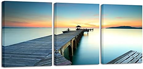 Wieco Art 3 Piece Seascape Canvas Prints Wall Art Sunset Ocean Beach Pictures by WiecoArt