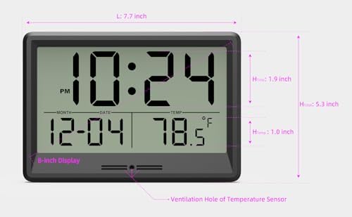 Digital Wall Clock Battery Operated, 8 Inch Small Wall Clock - Image 3