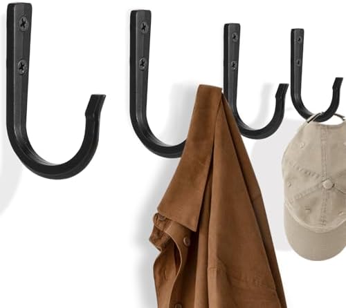 4Pcs Wall Hooks for Hanging Coat/Towel - 50LB Screw in Metal Hanger Wall Mount by XHIPY
