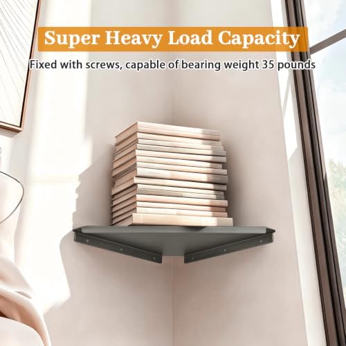 Gray Corner Floating Shelves Wall Mounted, Metal Set of 2 - Image 5