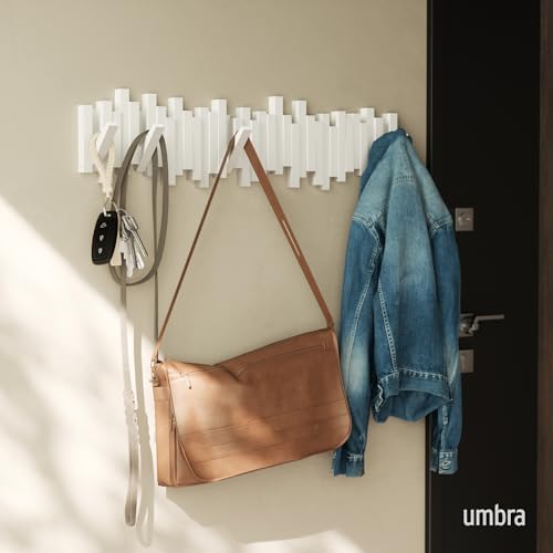 Umbra Sticks Wall Coat Rack, Wall Mount 8 Retractable Hooks - Image 2