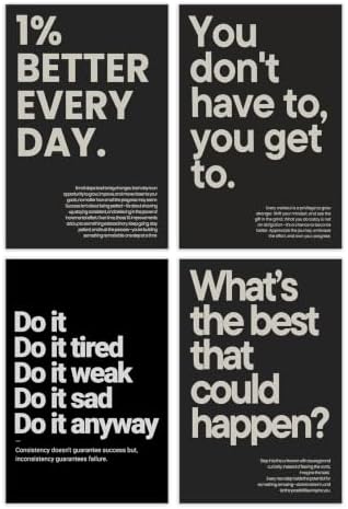 Unframed Set of 4 Motivational Quote Poster Inspirational Canvas Wall Art by Unknown