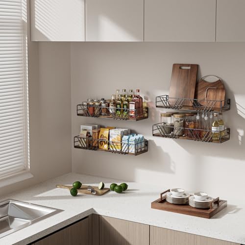 Floating Shelves for Wall, 4 Sets Rustic Shelf - Image 5