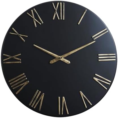 Oversized Modern Wall Clock, 30 inch, Matte Black, Quartz Movement by Unknown