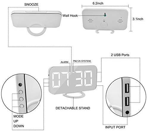 SZELAM Digital Clock Large Display, LED Electric Alarm Clocks Mirror Surface - Image 4