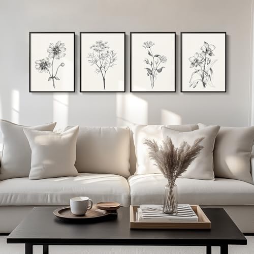 Framed Black and White Floral Wall Art by Cuspin