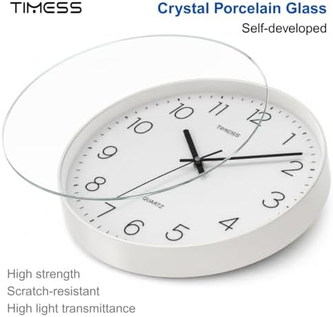 TIMESS 14 Inch Silent Wall Clock，High-Precision Analog Clock，White - Image 5