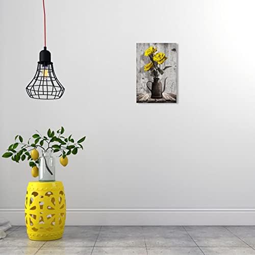 YPY Vintage Yellow Rose Canvas Wall Art, Bedroom Kitchen Farmhouse Artwork - Image 6