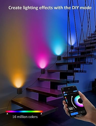 APPECK Wall Sconces 4 Pack, LED Wall Lights RGBCW 8FT - Image 4