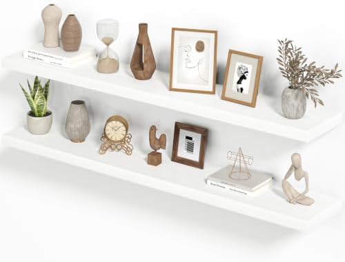 Heimlove Floating Shelves 55.1" W x 9.3" D White Set of 2 by Heimlove