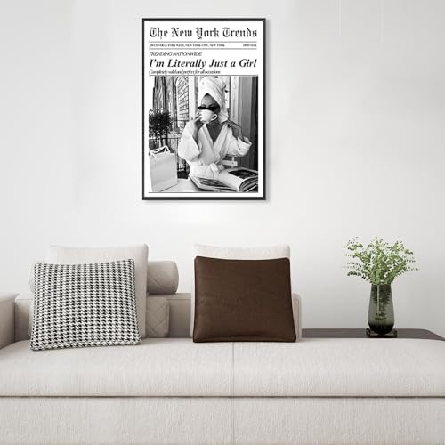 Vintage Black White Newspaper Canvas Wall Art I'M Literally Just A Girl - Image 5