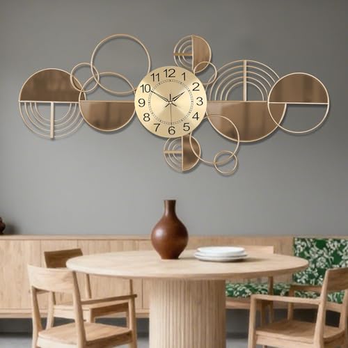Modern Large Wall Clock Metal Decorative Clock, 3D Creative Wall Art Silent Non - Image 6