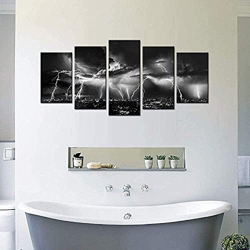 Biuteawal - Black and White Wall Art Nature Lightning Strikes in The Clouds - Image 3