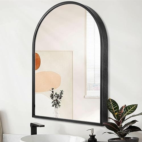 Arch Wall Mirror Bathroom Mirror Black Metal Framed Mirror, Arched Wall Mounted by HLFMVWE