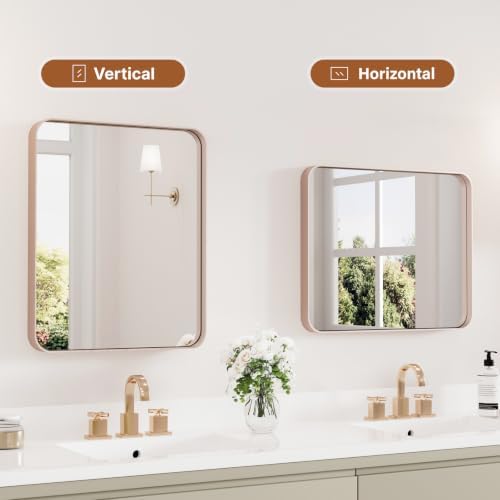 Kosmonia 20x16 Inch Bathroom Vanity Mirror Brushed Rose Gold - Image 7