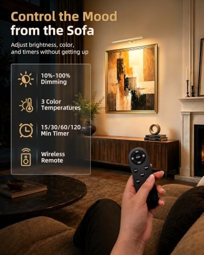 EZVALO Picture Light for Wall, 4800mAh Rechargeable Wireless Gold Light - Image 4
