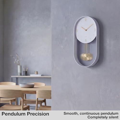 Driini Modern Pendulum Wall Clock – Small Vertical Design in White and Gold - Image 4