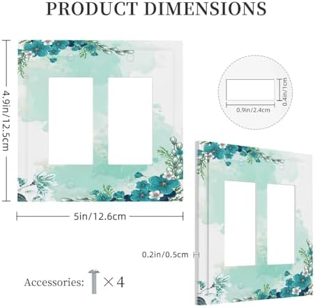 Decorative Outlet Covers Blue Green Flowers Light Green Watercolor Patterns 2 - Image 5