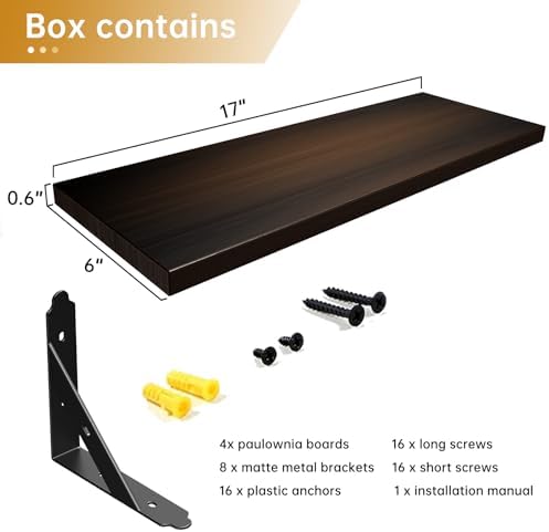 ROMGUAR CRAFT Wood Wall Floating Shelves Set of 4 - Image 3