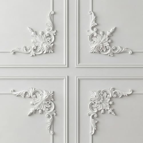 12pcs Corner Wall Molding, Wainscoting Floral Molding by Unknown