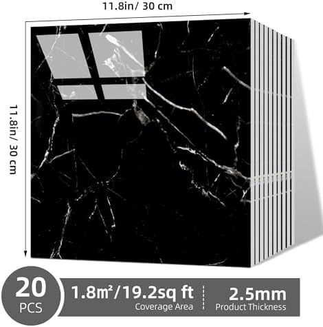 Vieshful 20pcs Peel and Stick Backsplash Tile，12"x12" Self Adhesive Marble Tile - Image 3