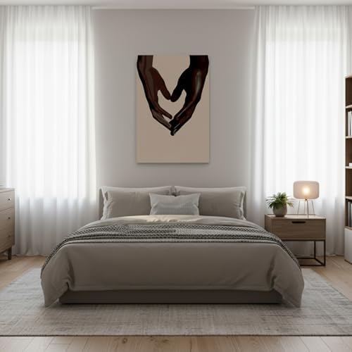 Black Couple Art Posters Holding Hands Heart Love Decor 16x24 Inch Framed - Image 5