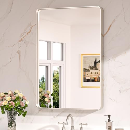 Keonjinn 24 x 36 Inch Brushed Nickel Bathroom Mirrors by Keonjinn