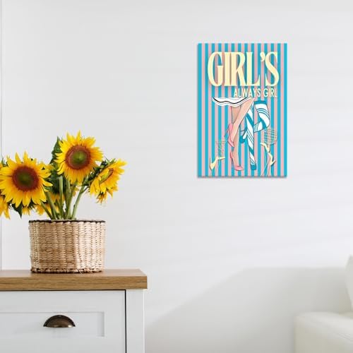 Trendy Always Girls High Heels Poster Funny Cocktail Disco Ball Canvas Wall Art - Image 6