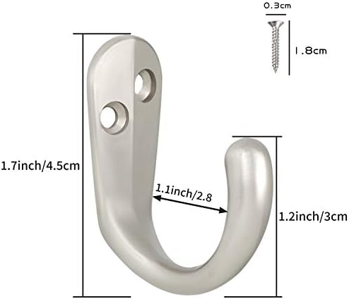 IBosins 15PCS Coat Hooks Wall Mounted Silvery Single Prong Robe Hook - Image 3