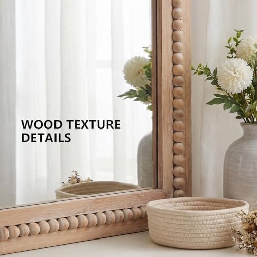 H HOMEWINS Rustic Wood Wall Mirror, Rectangle Bathroom Vanity Mirror - Image 3
