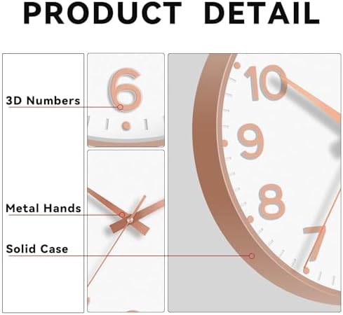 Roymnie 12 Inch Wall Clock Battery Operated Silent Non Ticking Analog - Image 7