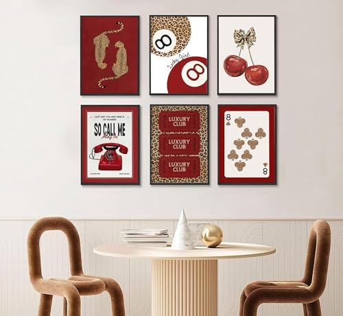 HHB 6Pcs Trendy Red Leopard Canvas Wall Art Unframed 12X16in - Image 6